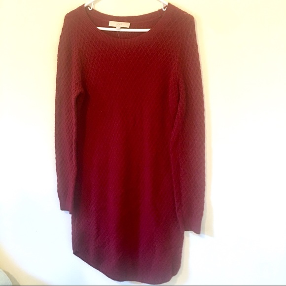 NWT LOFT Red Sweater Tunic Dress Cotton Blend - Picture 1 of 5